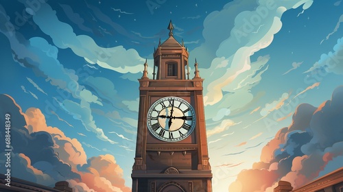 Timeless Clock Tower in Celebration, New Year, Generative Ai