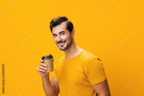 Man tea studio hot drink mug happy paper cup t-shirt energy coffee hipster © SHOTPRIME STUDIO