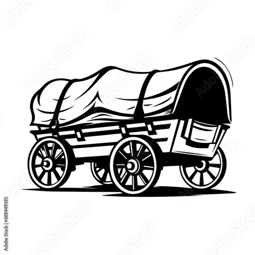 Covered Wagon Logo Monochrome Design Style