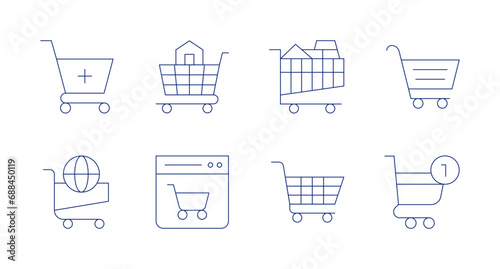 Shopping cart icons. Editable stroke. Containing cart, online shopping, shopping cart, shopping, add to cart.