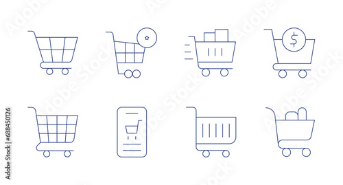 Shopping cart icons. Editable stroke. Containing cart, online shopping, shopping cart, trolley.