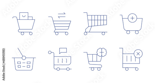 Shopping cart icons. Editable stroke. Containing customer, ecommerce, cart, shopping cart.