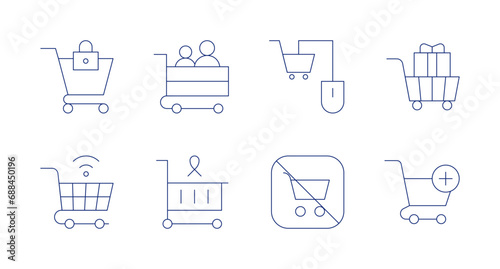 Shopping cart icons. Editable stroke. Containing customer, cart, online shopping, no shopping cart, shopping cart.