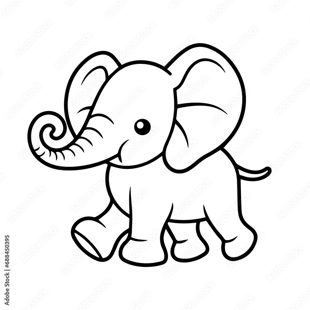 elephant running Logo Monochrome Design Style