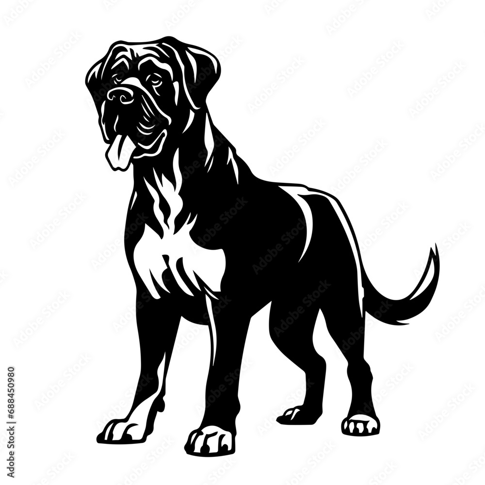 English Mastiff Logo Monochrome Design Style