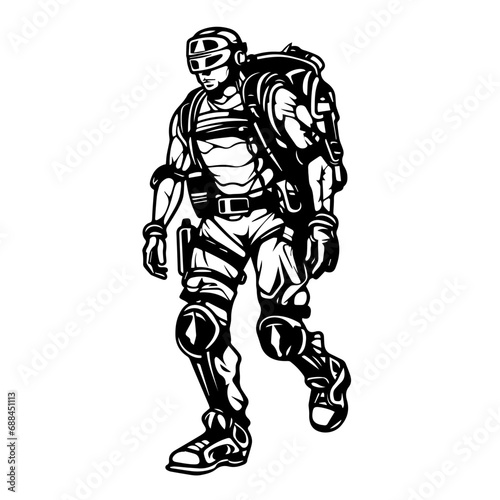Exoskeleton Robotics Logo Monochrome Design Style