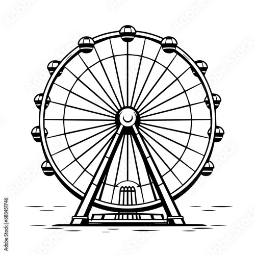 Ferris Wheel Logo Monochrome Design Style