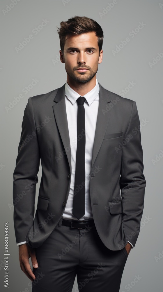 Photograph of a handsome young male model office worker or business man in a suit. Photograph of a handsome young male model office worker or business man in a suit.