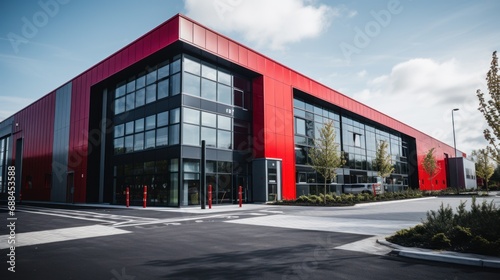 Newly build modern office building with warehouse photo