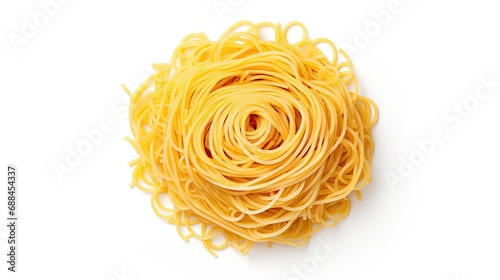 Spaghetti Top View on white background