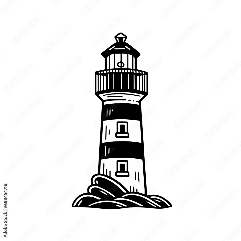 lighthouse Logo Monochrome Design Style