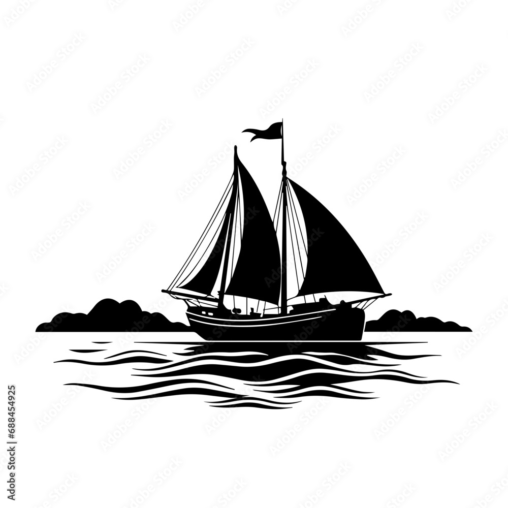Nautical Ship Logo Monochrome Design Style