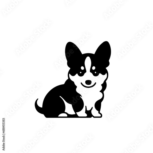 Pembroke Welsh Corgi Logo Monochrome Design Style