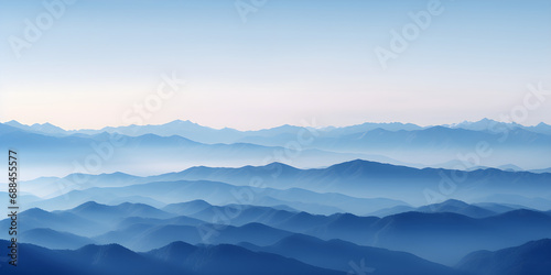 Mountain landscape at sunset   Foggy landscape with the Pyrenees mountains  in the background during sunrise  Dolomites shrouded in morning fog