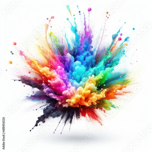 multicolored rainbow powder paint explosion