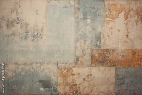 banner background texture wall cement concrete stone tiles motif patchwork shabby worn vintage rusty gray brown Old tile rusteaten grey beige