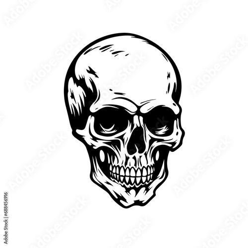 Skull Front Facing Logo Monochrome Design Style
