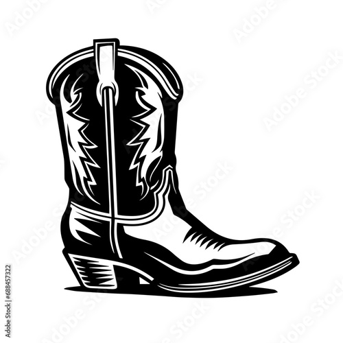 Texas Boot Logo Monochrome Design Style