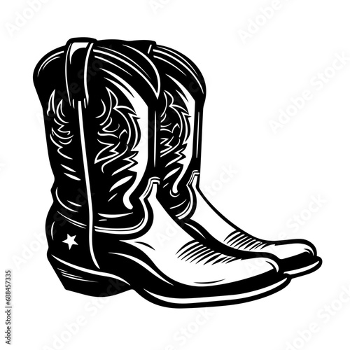 Texas Boots Logo Monochrome Design Style