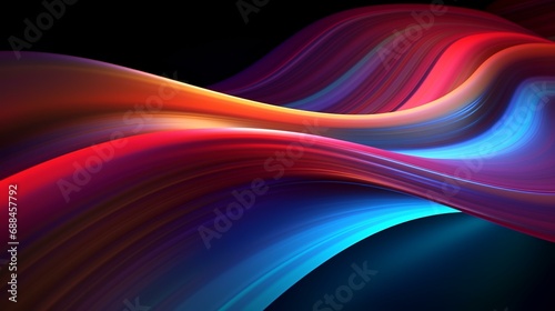 abstract background with smooth lines in red and blue colors on black © Sumera