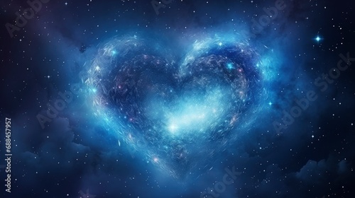  The Starry Sky Surrealistic Futuristic Landscapes with a Heart-Shaped Galaxy for Happy Valentine's Day photo