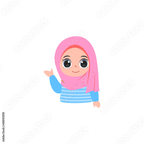 cute kids in pink hijab pose cute