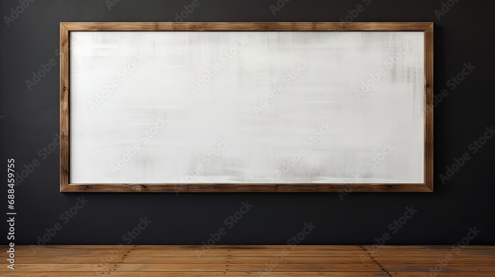 Whiteboard attached to a black wall