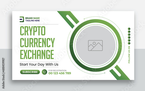 Cryptocurrency youtube thumbnail and web banner template design