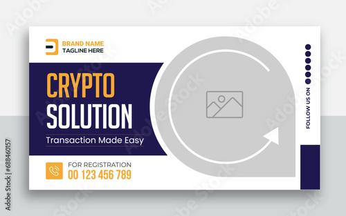 Cryptocurrency youtube thumbnail and web banner template design