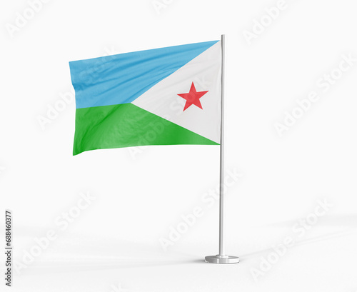Djibouti national flag on white background.