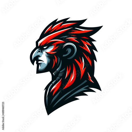 side head bird man esport logo design style, vector art design photo