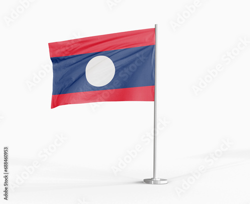 Laos national flag on white background.