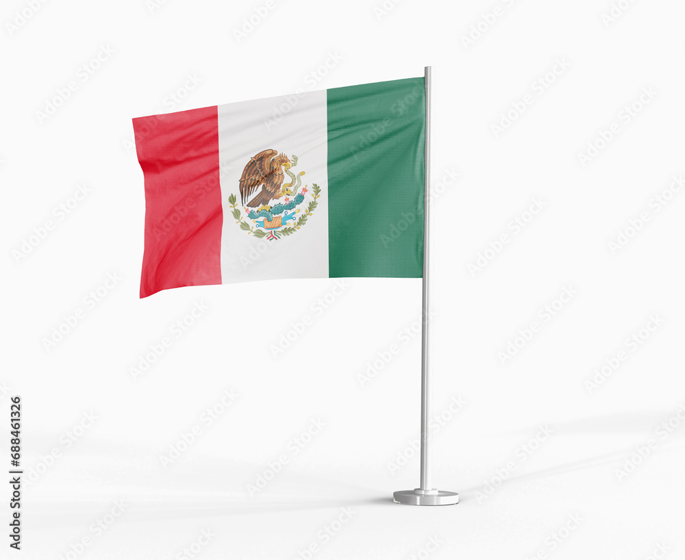 Mexico national flag on white background.