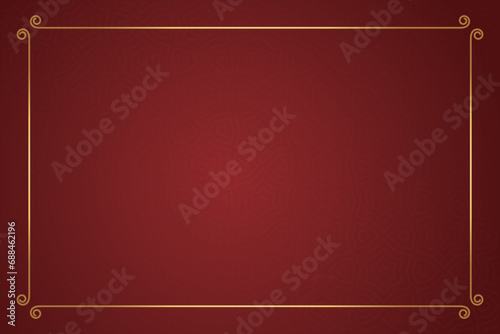 Vector chinese frame border, rectangle and circle design on red background