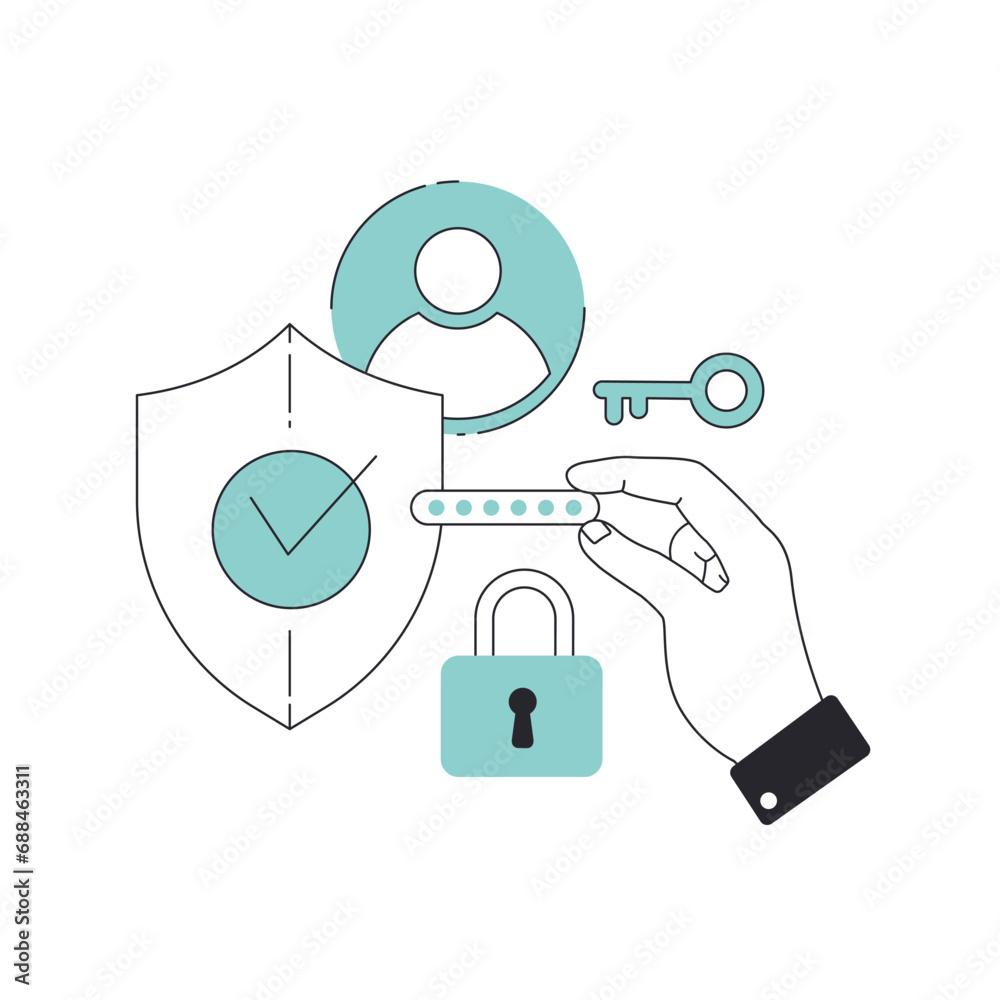 Privacy engineering simple line illustration concept