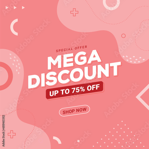 Mega discount sale banner template promotion design for business
