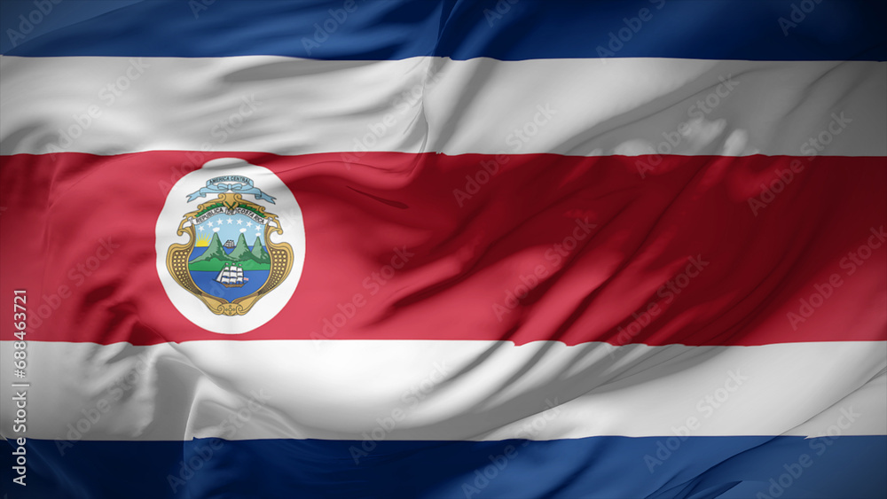 Close-up view of Costa Rica national flag fluttering in the wind. Close-up view of Costa Rica national flag fluttering in the wind.