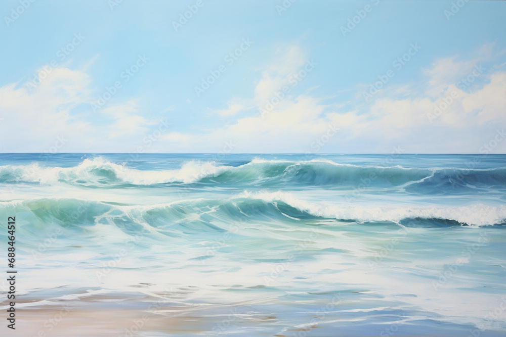 Fototapeta premium waves on the beach, oil painting