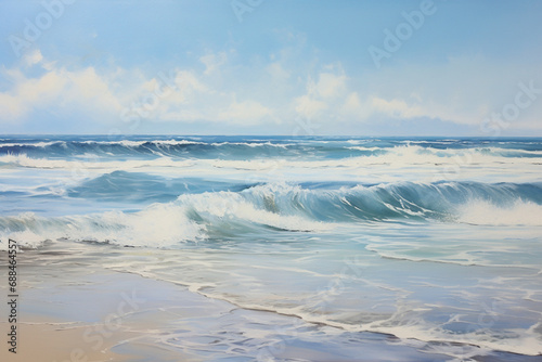 waves on the beach, oil painting