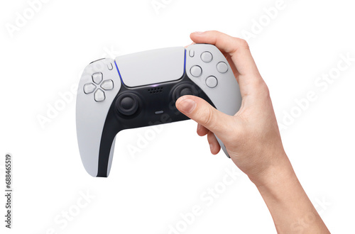 hand holding game controller on transparent background PNG