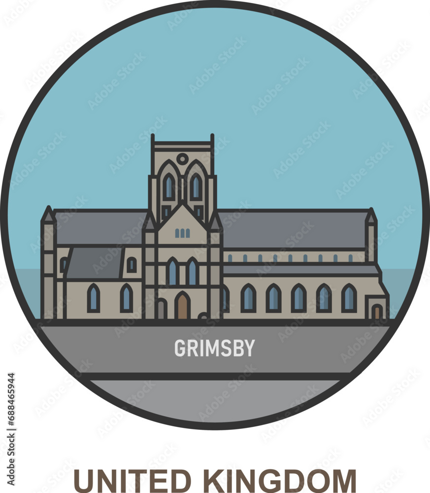 Naklejka premium Grimsby. Cities and towns in United Kingdom