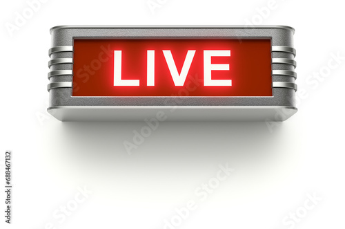 Retro red LIVE sign on white background - 3D illustration photo