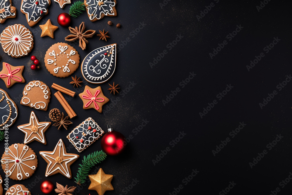 Christmas and New Year background flat lay