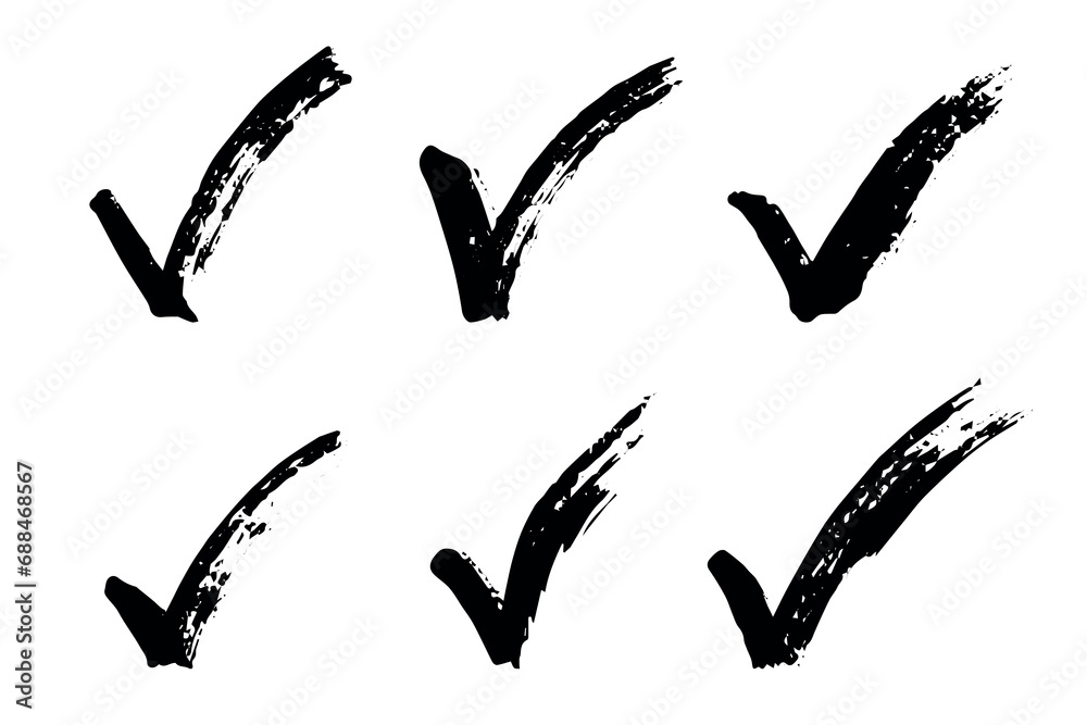 Hand drawn check mark doodle set. Marker right sign clipart. Ink scribble checkbox Hand drawn check mark doodle set. Marker right sign clipart. Ink scribble checkbox