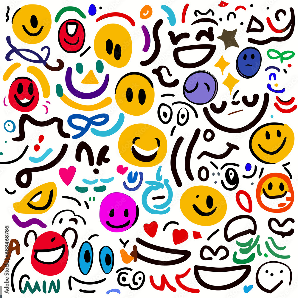 Fototapeta premium An awe-inspiring title reflecting the intricate and fantastical patterns of yellow smile emoticon drawn by children