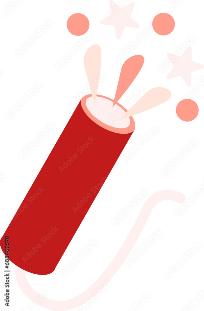 Sheaf of sparks from New Year cracker. Red Pink flat design element. Pop art cracker sparks holiday icon. Christmas event element. Simple flat vector icon isolated on white background Sheaf of sparks from New Year cracker. Red Pink flat design element. Pop art cracker sparks holiday icon. Christmas event element. Simple flat vector icon isolated on white background