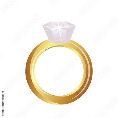 Gold engagement ring with diamond or gemstone Vector
