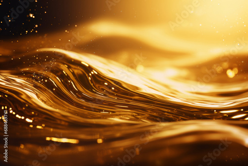 Smooth Gold Water Ripples with Sparkling Confetti