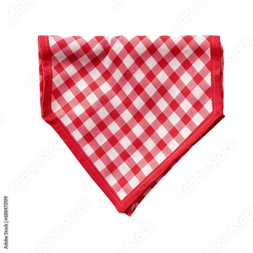 Red checkered napkin on transparent background, ai technology