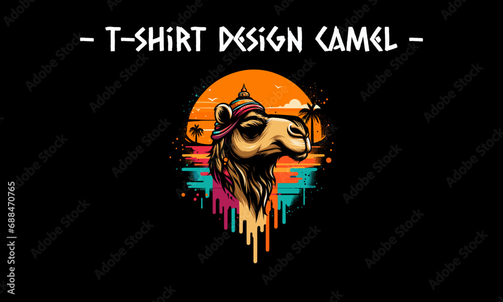 head camel vector illustration tshirt design